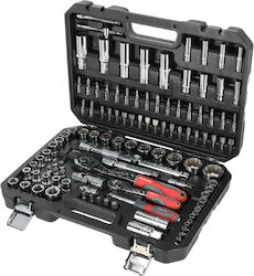 Proline 58113 Set Cheie Tubulare și Chei cu Clichet 1/2" și 1/4" 113 Bucăți
