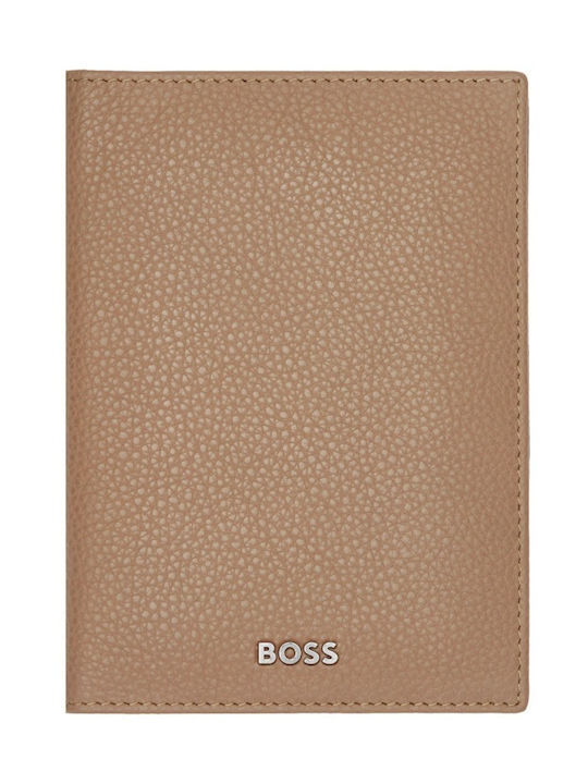 Hugo Boss Grained Leather Passport Case Camel