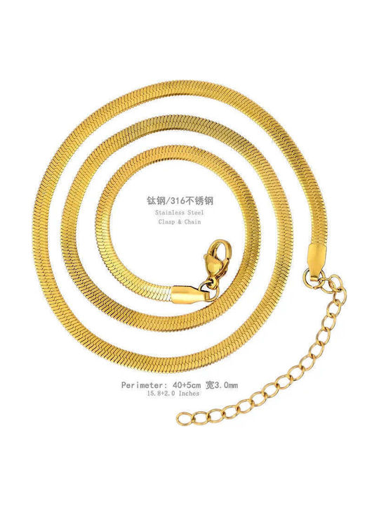 Charmy Chain Neck Snake made of Steel Gold-plated Thin Thickness 3mm