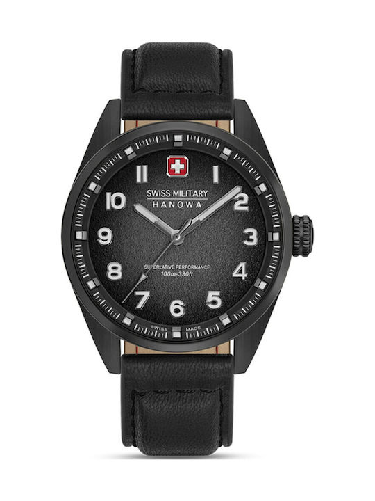 Swiss Military Hanowa Men's Watch 42mm Battery with Black Leather