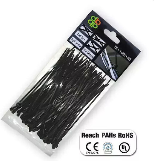 Legături Cablu Plastic Negre 2.5 X 150mm 100buc