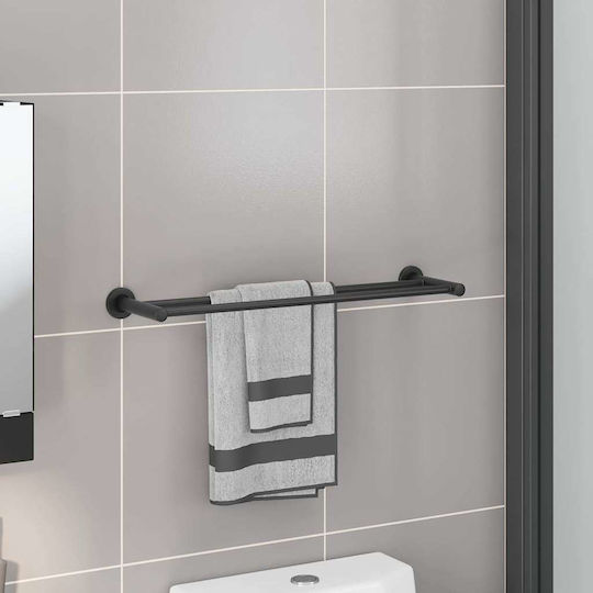 vidaXL Regal-Einheit Badezimmer Einzel Wandmontage Schrauben ​61x14.5cm Inox Schwarz