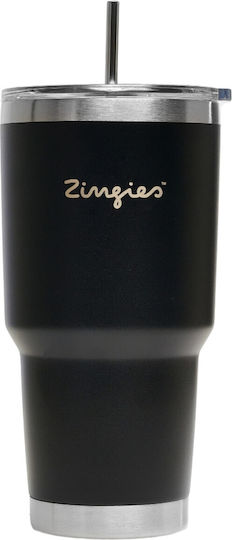 Zingies Ποτήρι Θερμός Ανοξείδωτο BPA Free 880ml Black