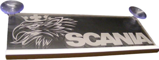 Decorative Laser Engraved Red Led 24v Cabin Sign Scania 250mm90mm6mm Cable 15m Plug Lighter Socket