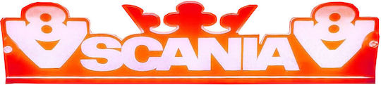 3d Decorative Cabin Sign Red Led 24v Scania 500mm 110mm Cable 15m Plug Lighter Socket