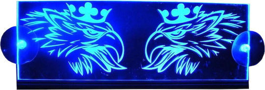 Decorative Laser Engraved Cabin Sign Blue Led 24v Scania 250mm90mm6mm Cable 15m Plug Lighter Socket
