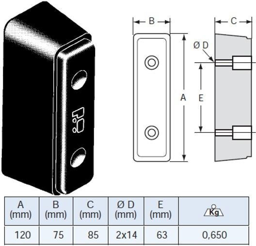 Tάκος Κρούσεως 120 X 75 X 85 Mm