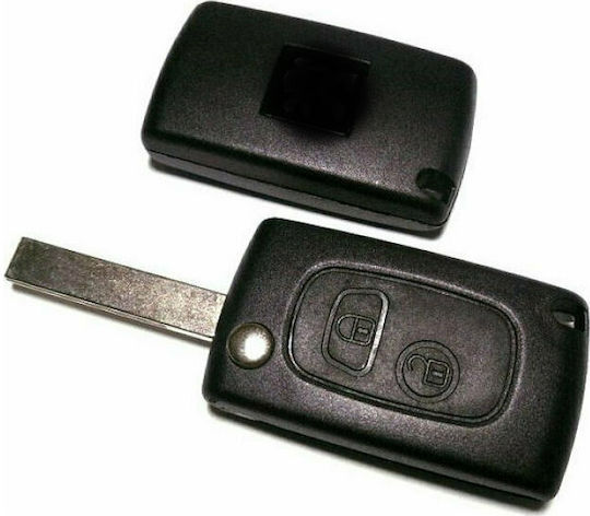 Foldable Car Key Shell with Blade with 2 Buttons Conversion for Peugeot