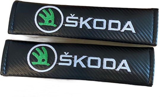 Σετ Mαξιλαράκια Ζώνης “skoda” 2τμχ Oem – Μαύρο Carbon