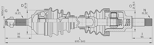 Open Parts Half Axle for Peugeot 206