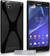 YouSave Accessories Back Cover Silicone Set with Glass Black (Xperia T2 Ultra)
