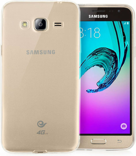 YouSave Accessories Back Cover Silicone Set with Glass Transparent (Samsung Galaxy J3)