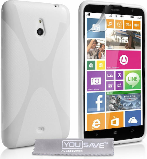 YouSave Accessories Back Cover Silicone Set with Glass White (Nokia Lumia 1320)