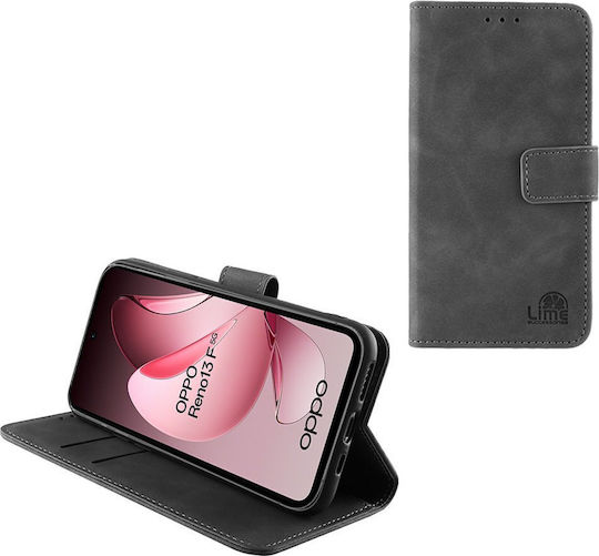 Lime Book Δερματίνης / Σιλικόνης Γκρι (Oppo Reno13 F / FS)