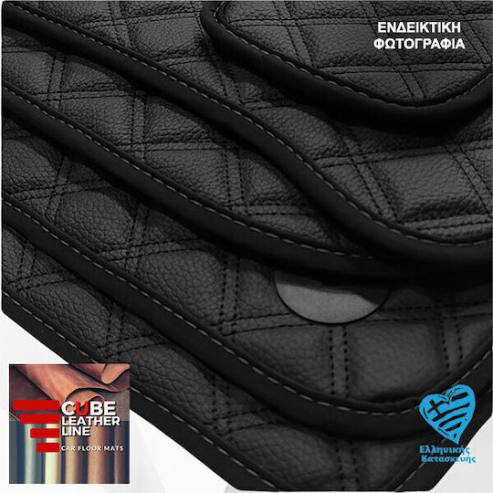 Mitsubishi Eclipse Cross 2018-2023 Techno-Leather Cube Black with Grey Embroidery Mitsubishi Set of 4 Pieces