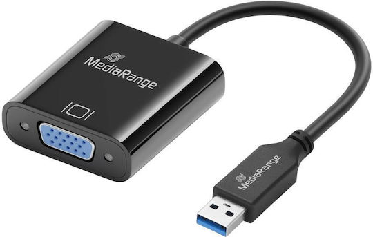 MediaRange Конвертор USB-A / VGA мъжки към USB-A / VGA женски Черен 1бр MRCS230