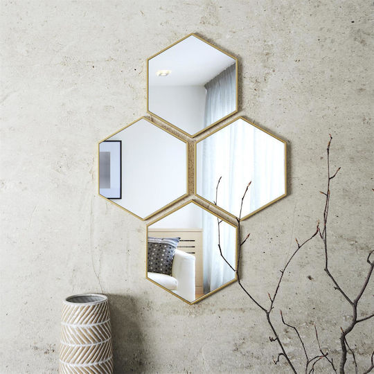 The Home Deco Factory HD0459 Огледало Правоъгълно Златисто 23x20см 4 Бройки