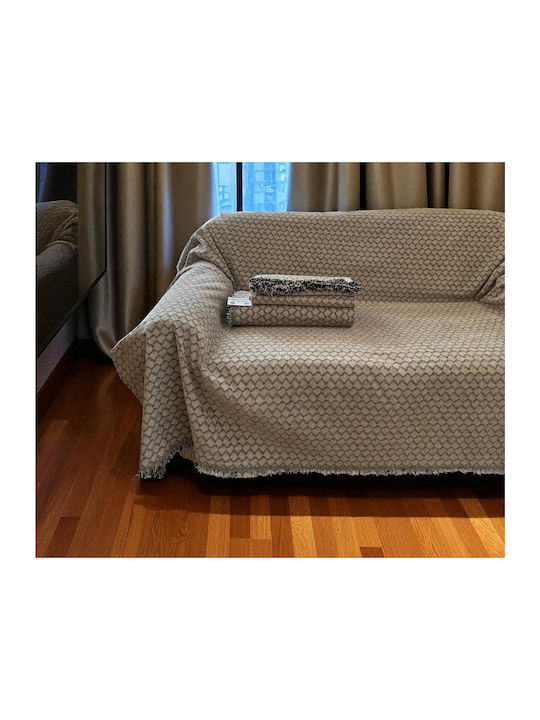 Linea Home Lotus Σετ Ριχτάρια 3τμχ Chenille Μπεζ