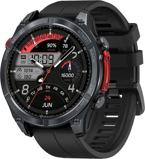 Zeblaze Stratos 4 Stainless Steel 49mm Waterproof Smartwatch with Heart Rate Monitor Black M/L