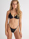 Padded Triangle Bikini Top with Adjustable Straps Black
