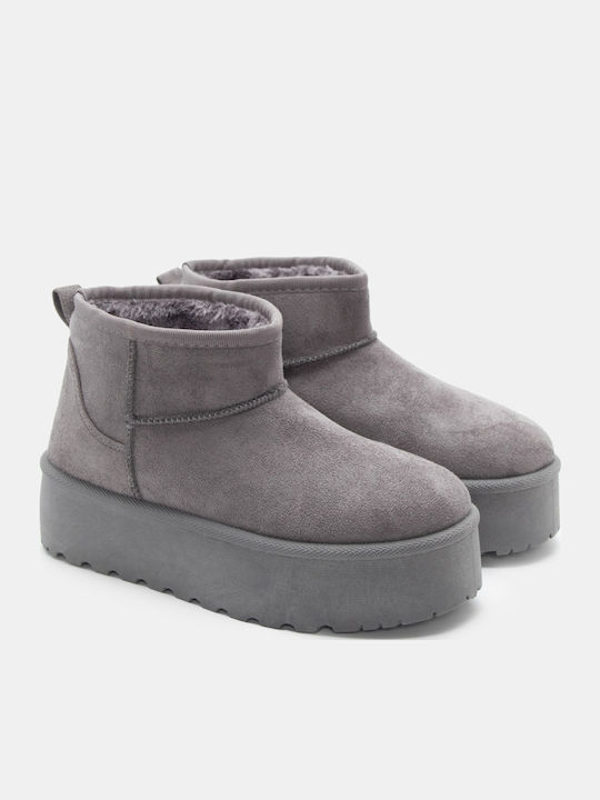 Luigi Women's Ankle Boots with Fur Gray