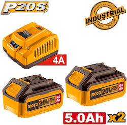 Ingco Battery Set Lithium 20V with Charger FBCPK2513E