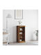 Living Room Display Cabinet Made of Particle Board with Window and Lighting Old Wood 41x37x100cm