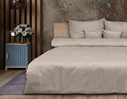Matex Bettbezug-Set Baumwolle Doppelbett mit 2 Kissenbezügen 200x220 Beige