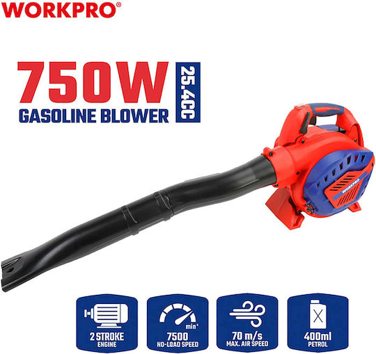 WorkPro Laubbläser / Sauger Handheld Benzin 25.4cc mit Maximaler Luftgeschwindigkeit 252km/h