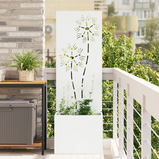 vidaXL Γλάστρα Μεταλλική Λευκό 50x140x140εκ.