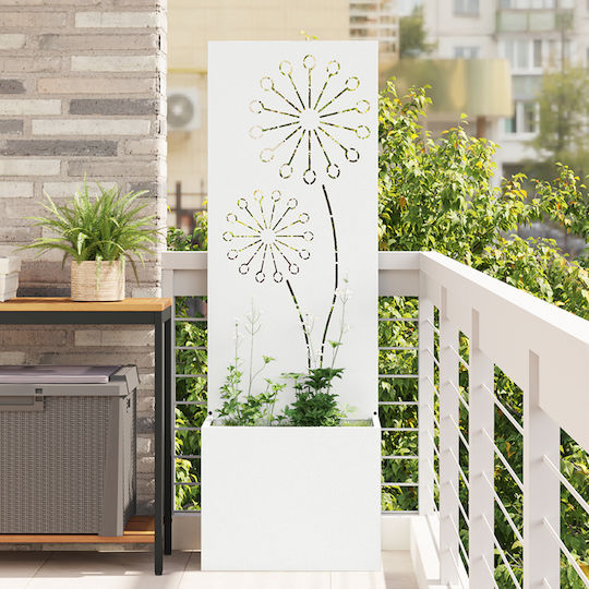 vidaXL Ghiveci Metal Alb 50x140x140cm.