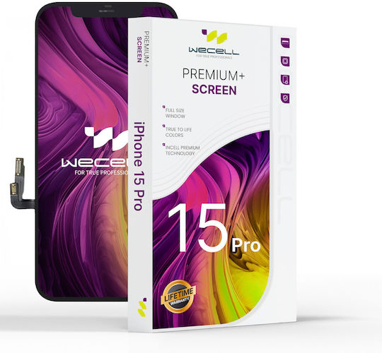 Екран Wecell Premium Incell със Сензорен Механизъм и Рамка за iPhone 15 Pro (Черен)