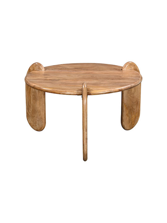 Round Central Coffee Table Earten Made of Solid Wood Natural Shade W80xL80xH40cm