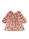 Mädchenkleid Langärmelig Samt Blumen Set aus 2 Rosa