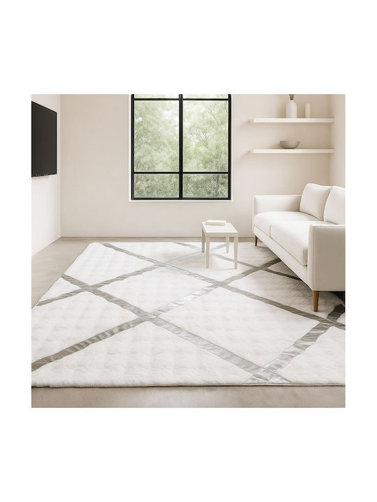 Saray Home Luxurius Χαλί Ορθογώνιο Γούνινο Λευκ...