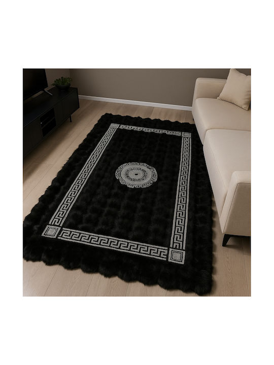 Saray Home Luxurius Χαλί Ορθογώνιο Γούνινο Μαύρ...