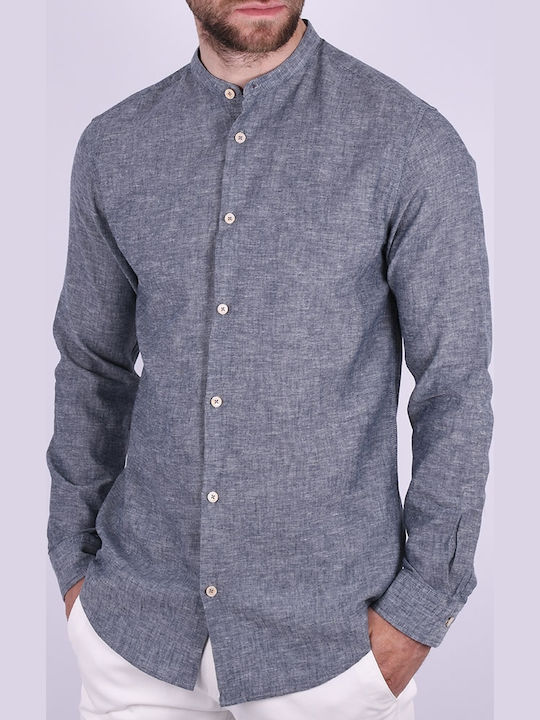 Bread and Buttons Linen Shirt Blue