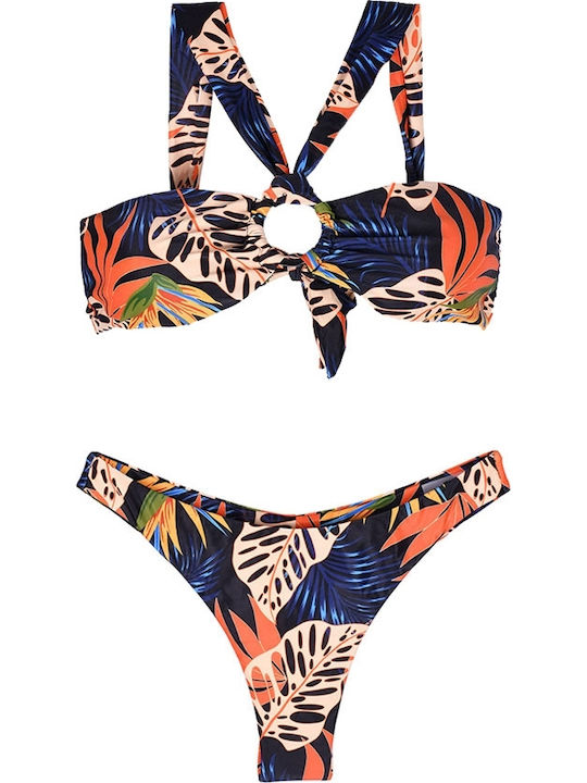 Modern Ocean Set Bikini Brazil Floral Blue