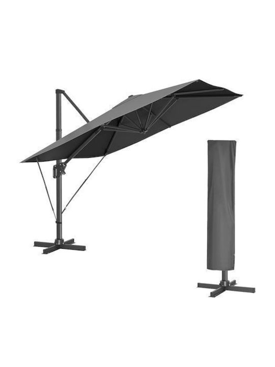 Garten- und Terrassen-Sonnenschirm Hängend Quadratisch Aluminium Grau 3x3m