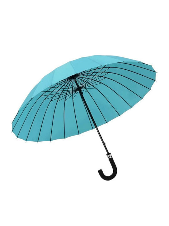 Automatic Umbrella with Walking Stick Light Blue