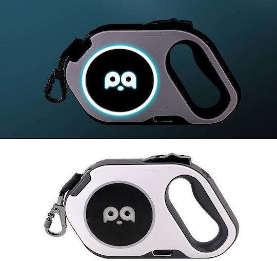 Pawfinder Weißes Klappbares Hundeleine 5m Länge Wiederaufladbares LED RGB Beleuchtung