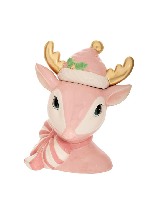 Iliadis Shape Christmas Cookie Jar Ceramic Pink L28xW23xD17cm.