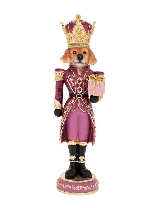 Iliadis Câine Nutcracker de Crăciun Roz din Polirosină Înălțime 37cm.