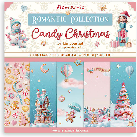 Scrapbooking-Zubehör Χαρτιά 10 Stück 20,3×20,3cm Stamperia Candy Christmas