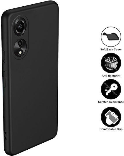Husă Oppo A78 4G Ultra Subțire Gel Silicon Decupaje Cameră 0.3mm Anti-Amprentă Gekko Neagră