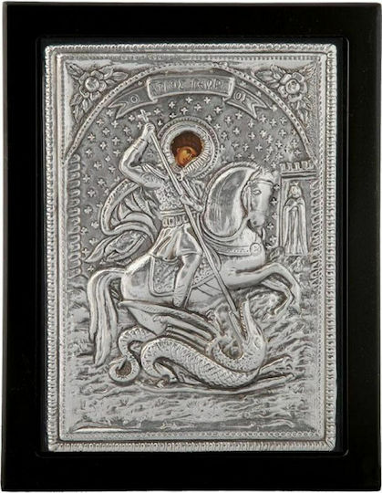 Saint George Icon 19x24 Made of Noble Metals Has Undergone Special Treatment Remains Unchanged Over Time