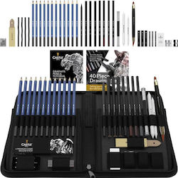 ‎castle Art Supplies Σετ Σχεδίασης 40 Τεμαχίων Σετ Σχεδίασης & Σκίτσου Οδηγίες Μολύβια Κάρβουνο Μολύβια Γραφίτη Γόμες Ξύστρα Άλλα Εργαλεία Σχεδίασης Αξεσουάρ Τέχνης Θήκη Φερμούαρ Καλλιτέχνες Επαγγελματίες & Αρχάριους