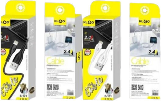 KLGO Редовна USB-A към Lightning кабел Черен