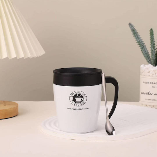 Factory Glass Thermos Stainless Steel 330ml White with Mouthpiece