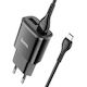 Hoco с 2 USB-A порта и кабел micro USB Черен (C...